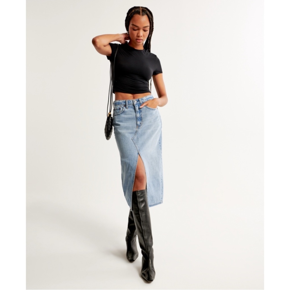 Abercrombie Denim Midi Skirt NWOT Sz 27